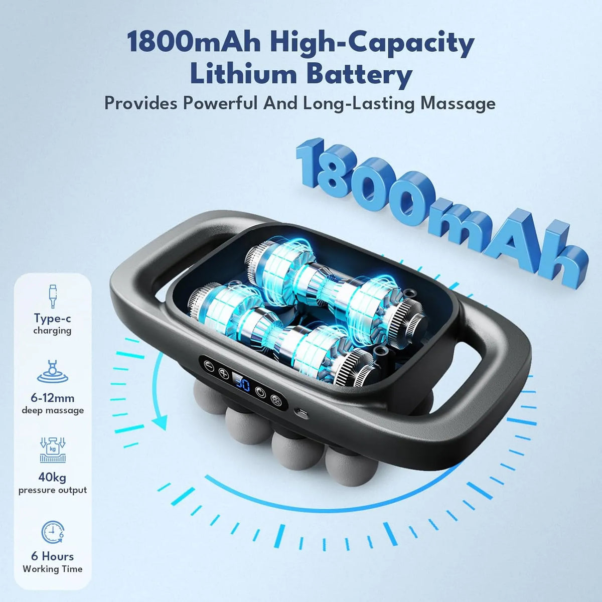 8 Head Massage Gun for Back, Shoulders, Legs, & Muscle Pain Relief