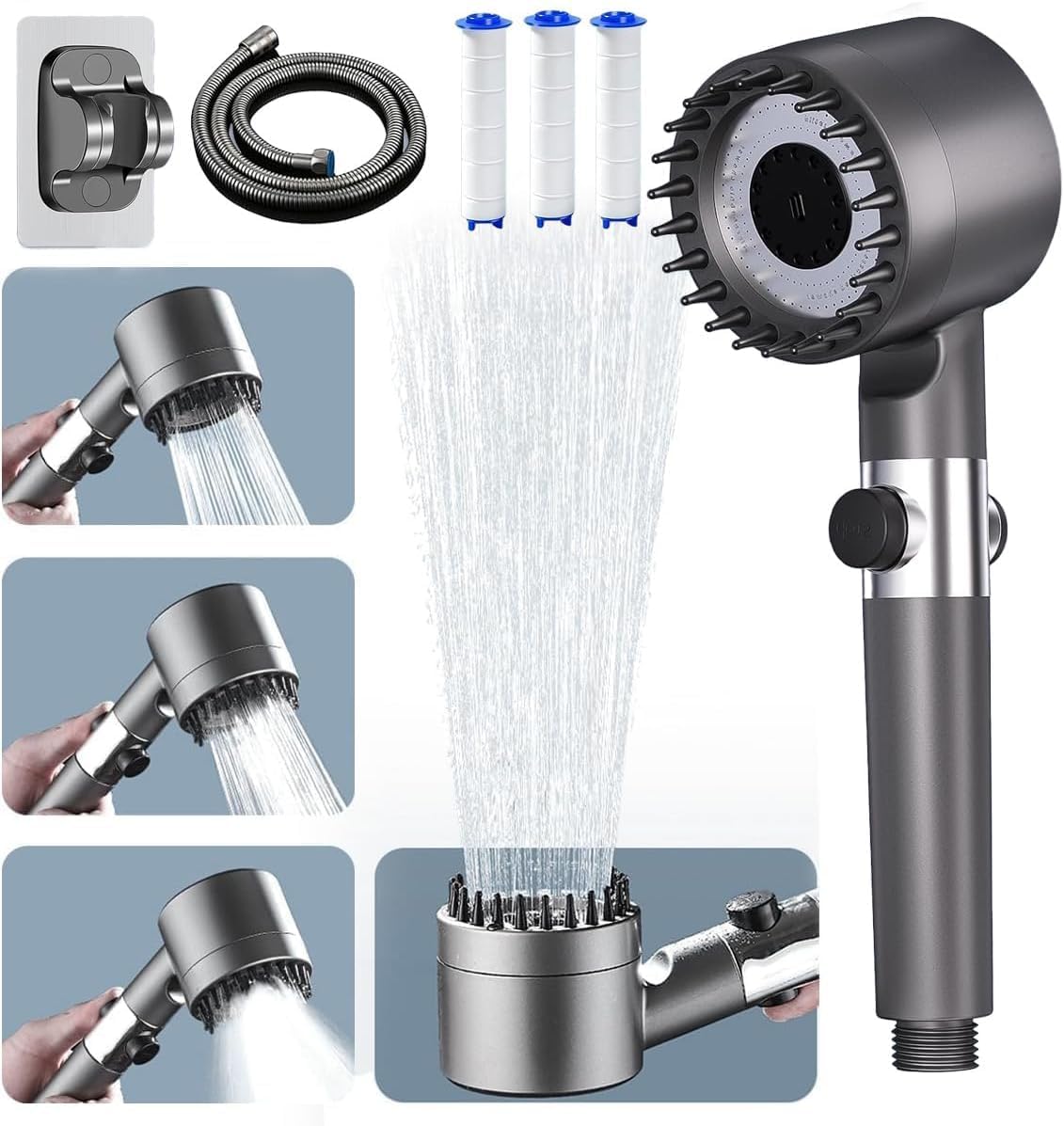🚿 3 Modes Filtered High Pressure Shower Head | 3 أوضاع لرأس الدش عالي الضغط 💦✨