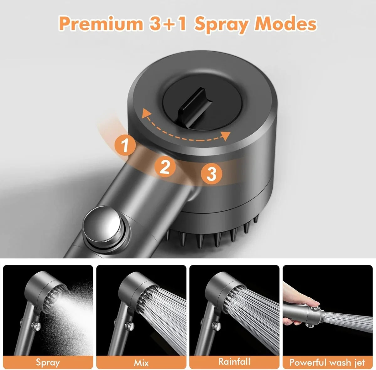 🚿 3 Modes Filtered High Pressure Shower Head | 3 أوضاع لرأس الدش عالي الضغط 💦✨