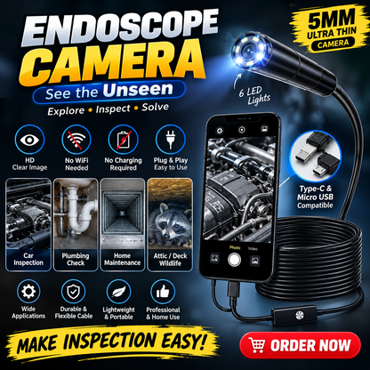 كاميرا فحص بمنظار داخلي 5 مم 🔍 | Endoscopy Camera 5mm