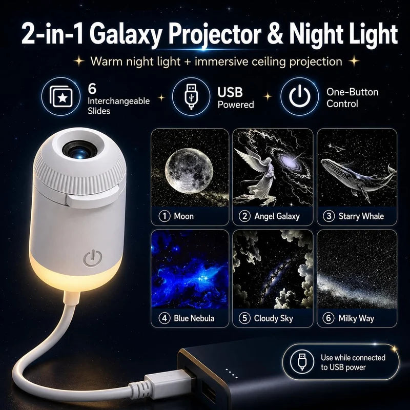 Portable Mini USB Starry Sky Projection Lamp | مصباح إسقاط السماء المرصعة بالنجوم المحمول USB