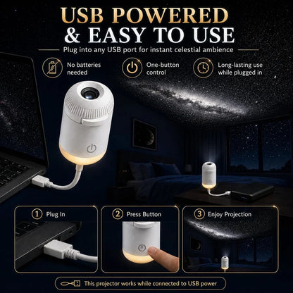 Portable Mini USB Starry Sky Projection Lamp | مصباح إسقاط السماء المرصعة بالنجوم المحمول USB